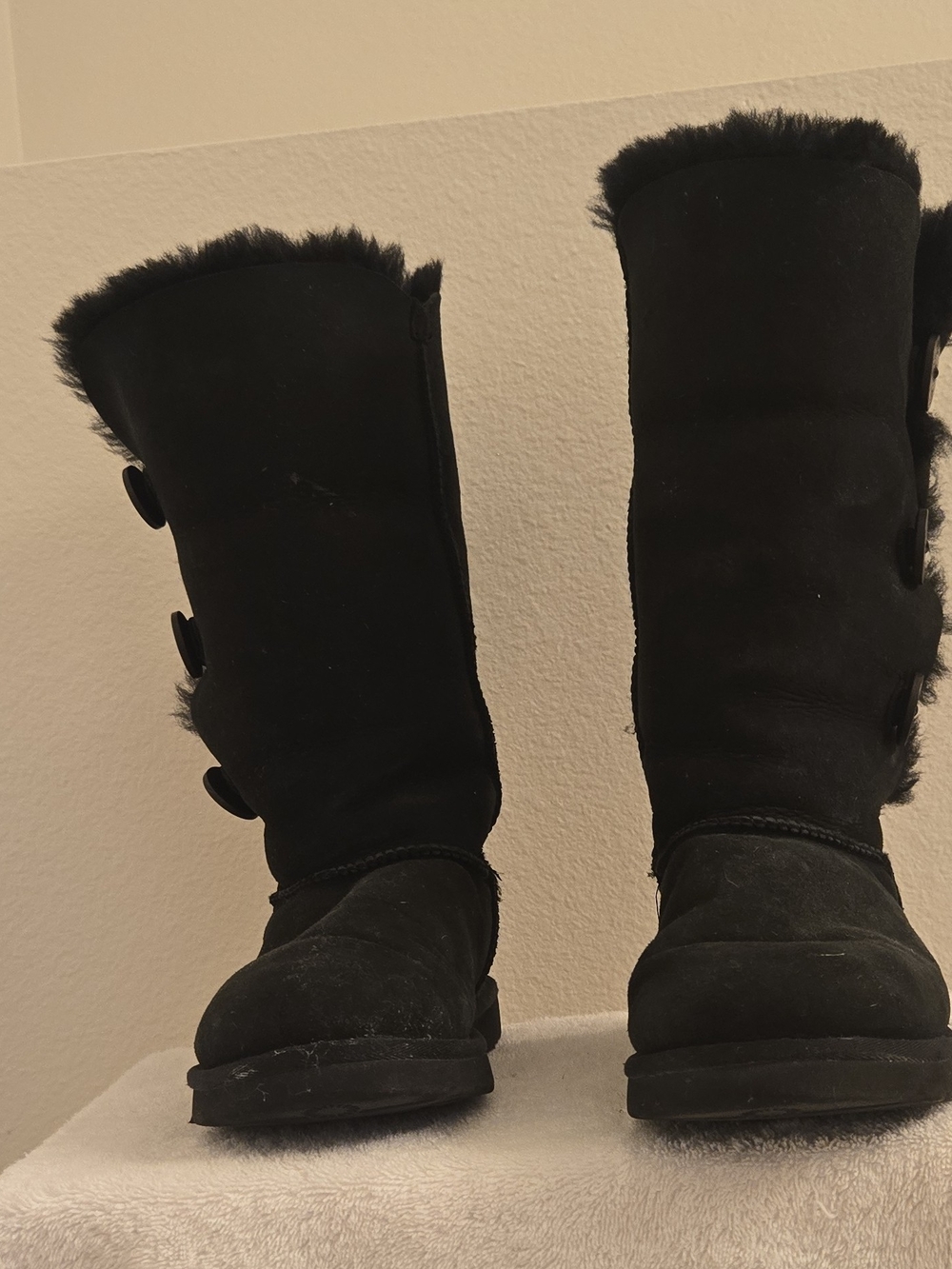 UGG Tall Black Button-Accent Suede Winter Boots - Picture 2 of 9